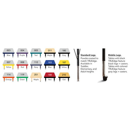 Berries® Square Activity Gray Table - 48" X 48", Color Trim Adjustable height