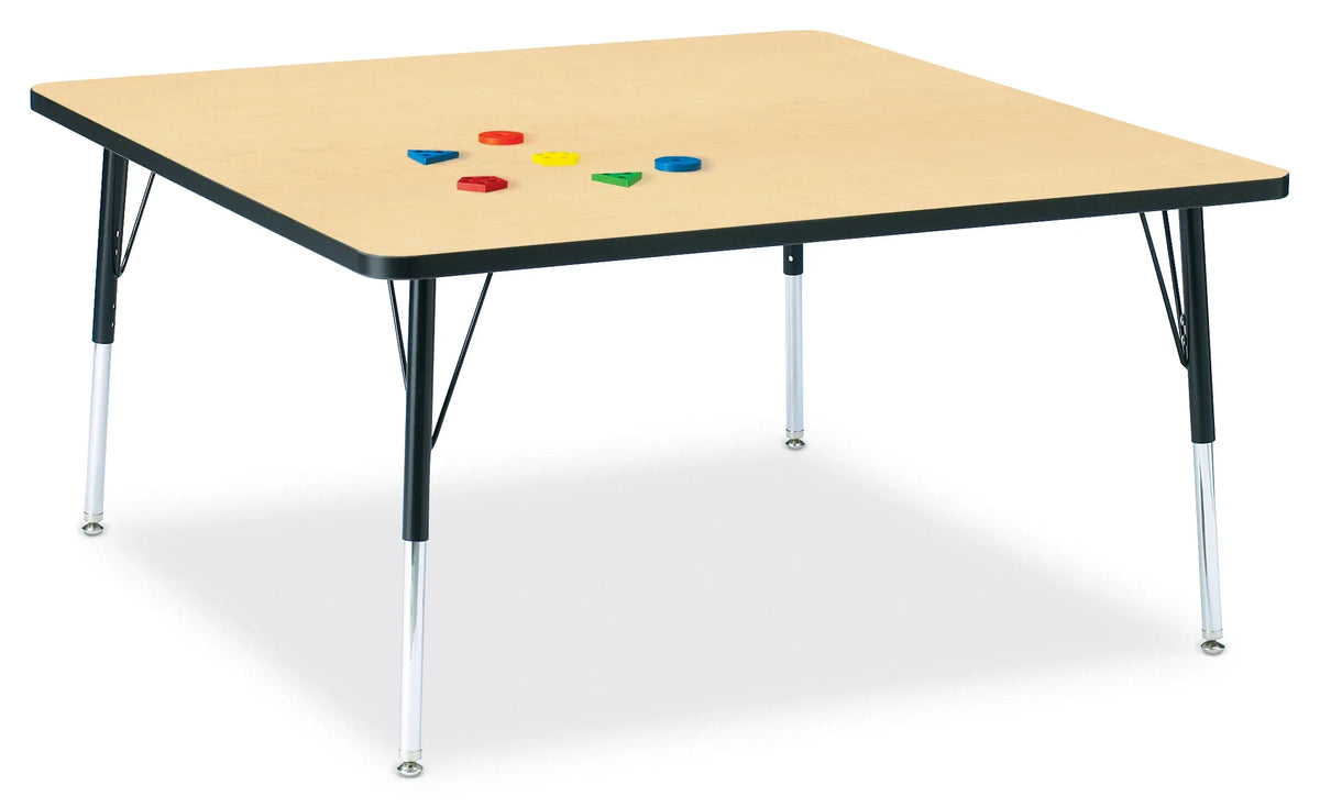 Berries® Square Activity Table - 48" X 48", A-height - Maple/Black/Black