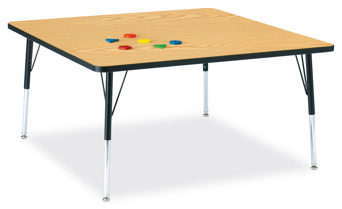 Berries® Square Activity Table - 48" X 48", A-height - Oak/Black/Black