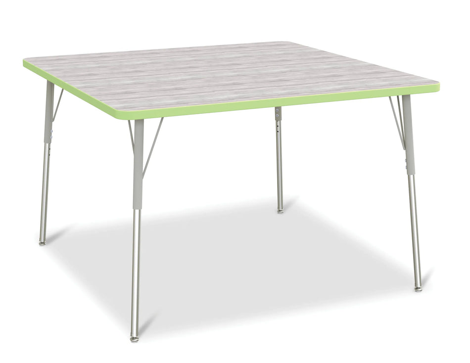 Berries® Square Activity Table - 48" X 48", A-height - Driftwood Gray/Key Lime/Gray