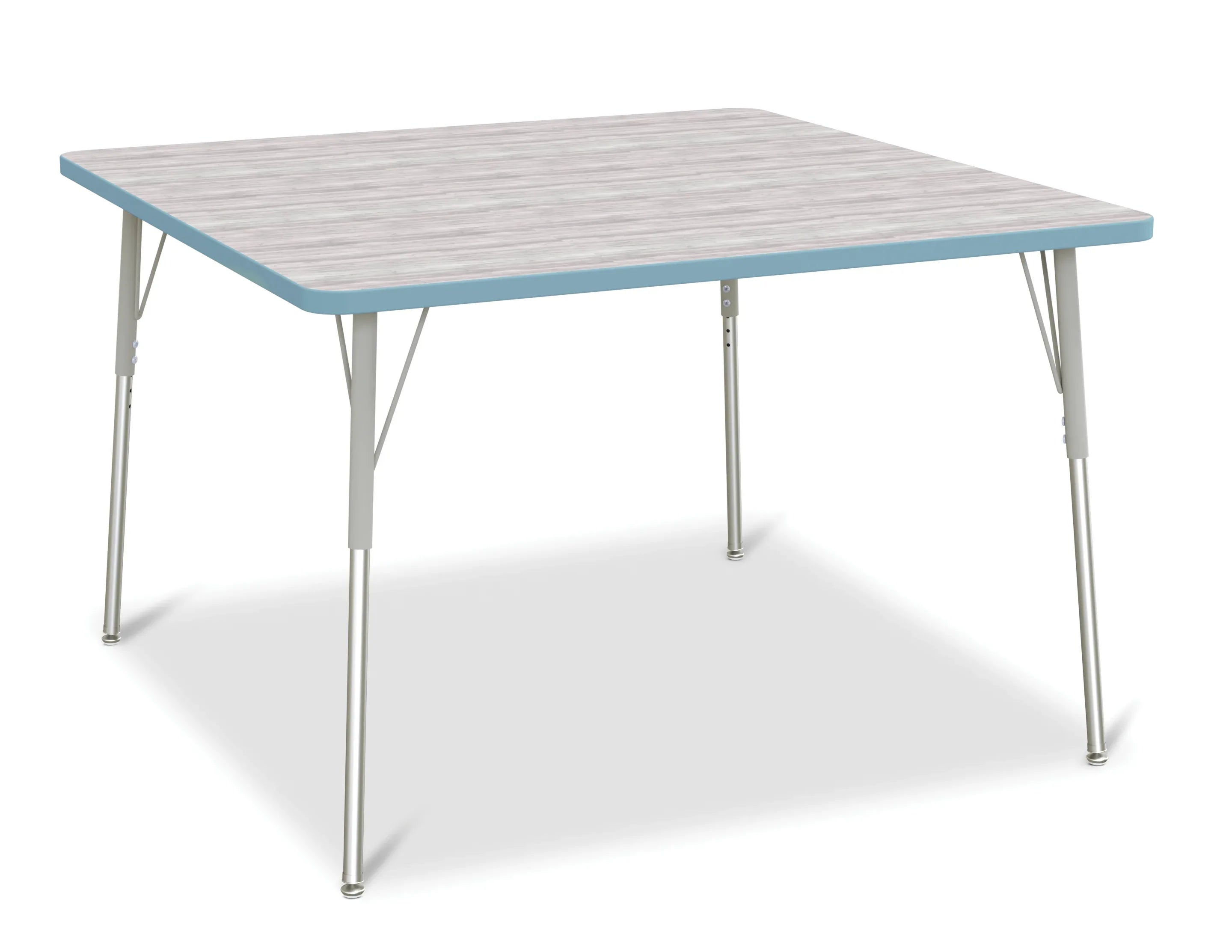 Berries® Square Activity Table - 48" X 48", A-height - Driftwood Gray/Coastal Blue/Gray