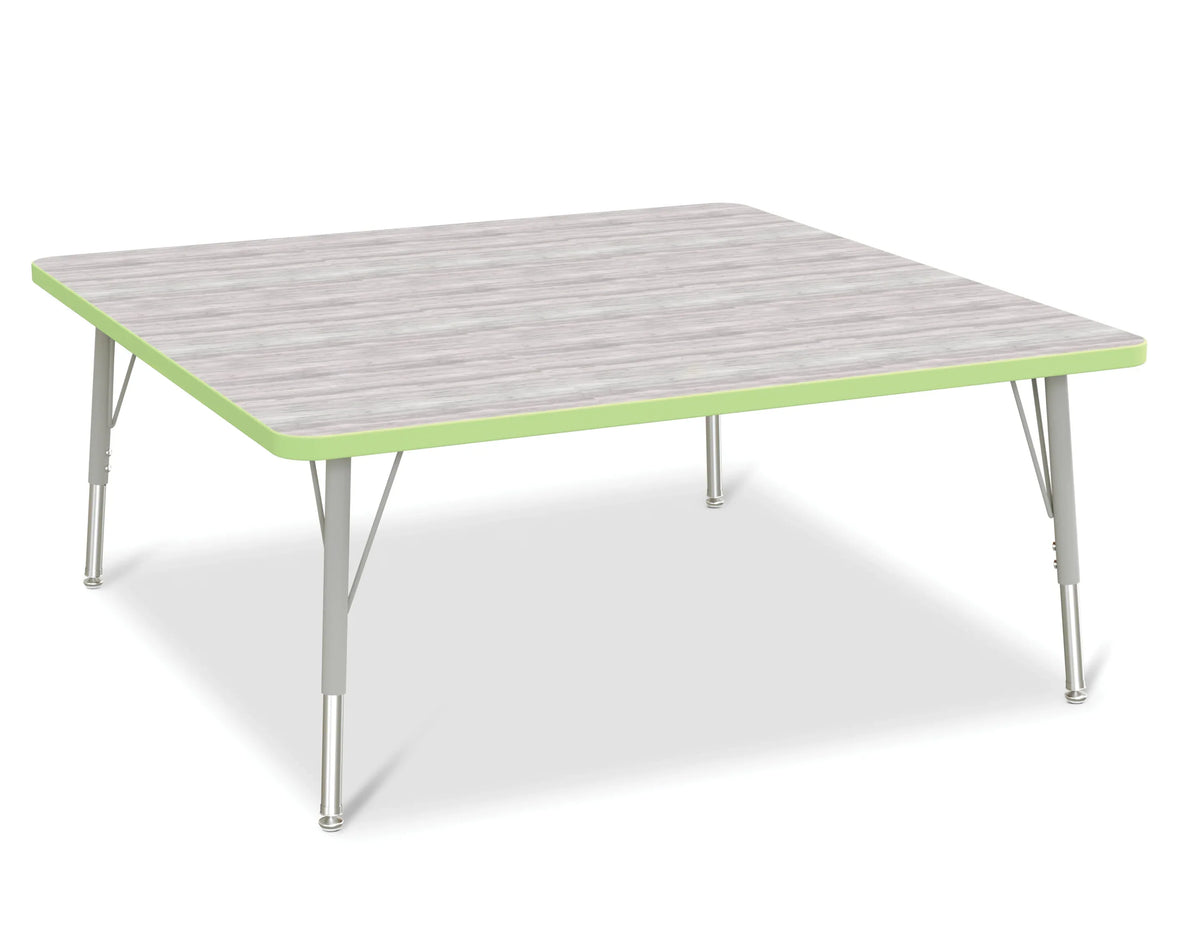 Berries® Square Activity Table - 48" X 48", E-height - Driftwood Gray/Key Lime/Gray