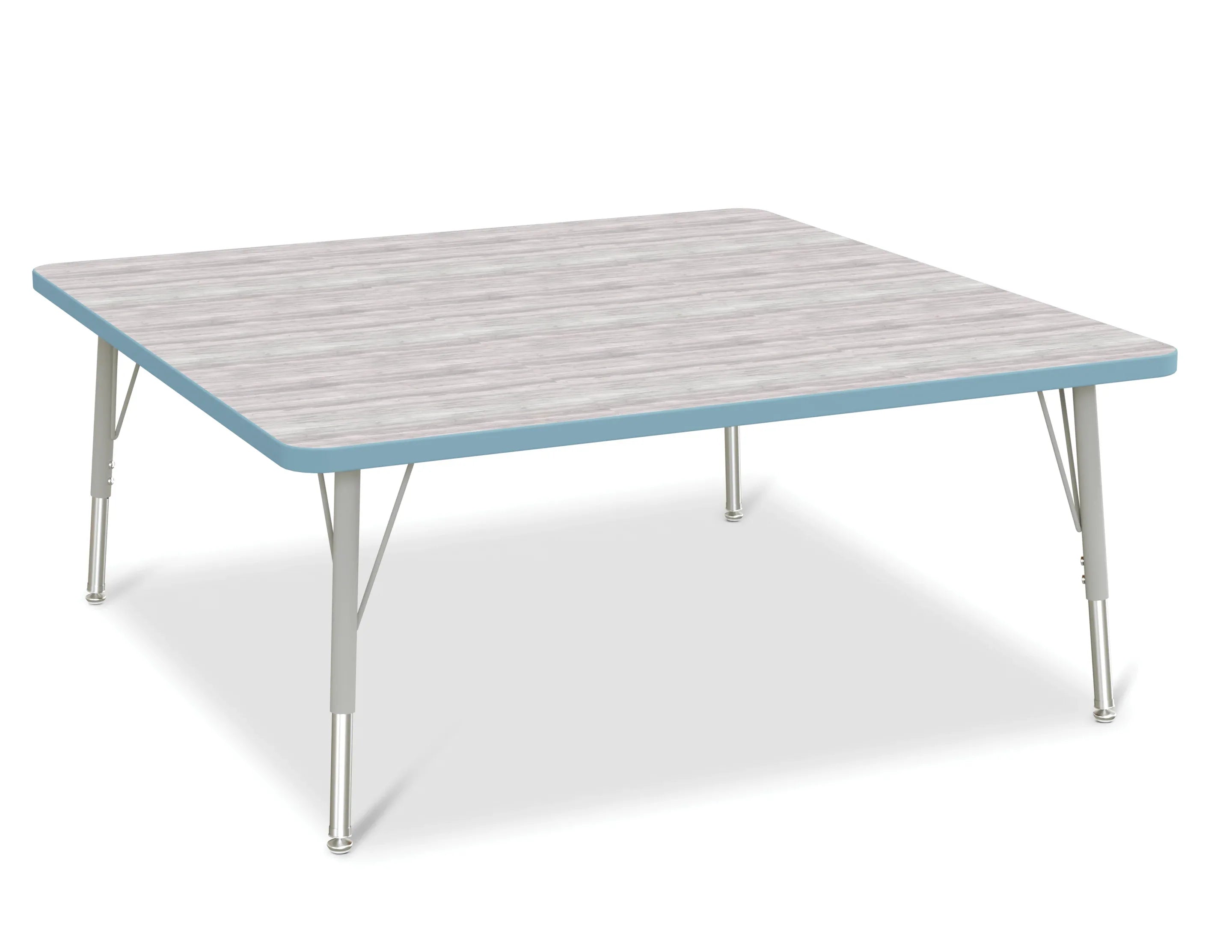 Berries® Square Activity Table - 48" X 48", E-height - Driftwood Gray/Coastal Blue/Gray