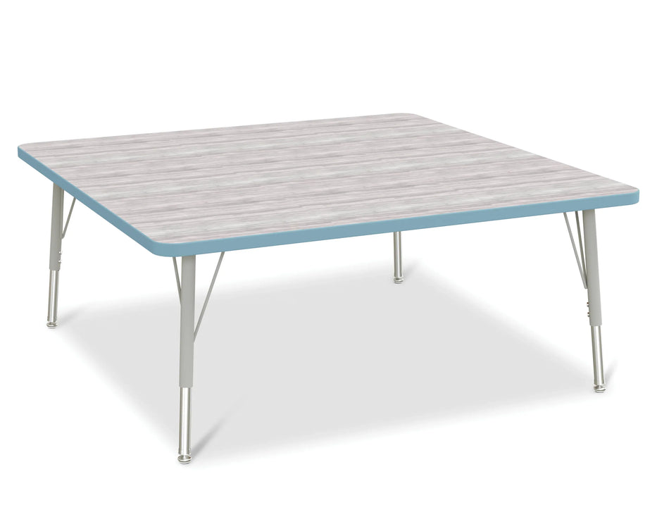 Berries® Square Activity Table - 48" X 48", E-height - Driftwood Gray/Coastal Blue/Gray