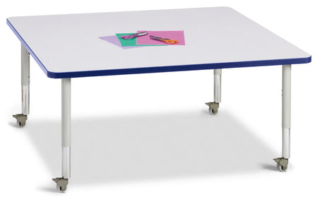 Berries® Square Activity Table - 48" X 48", Mobile - Freckled Gray/Blue/Gray