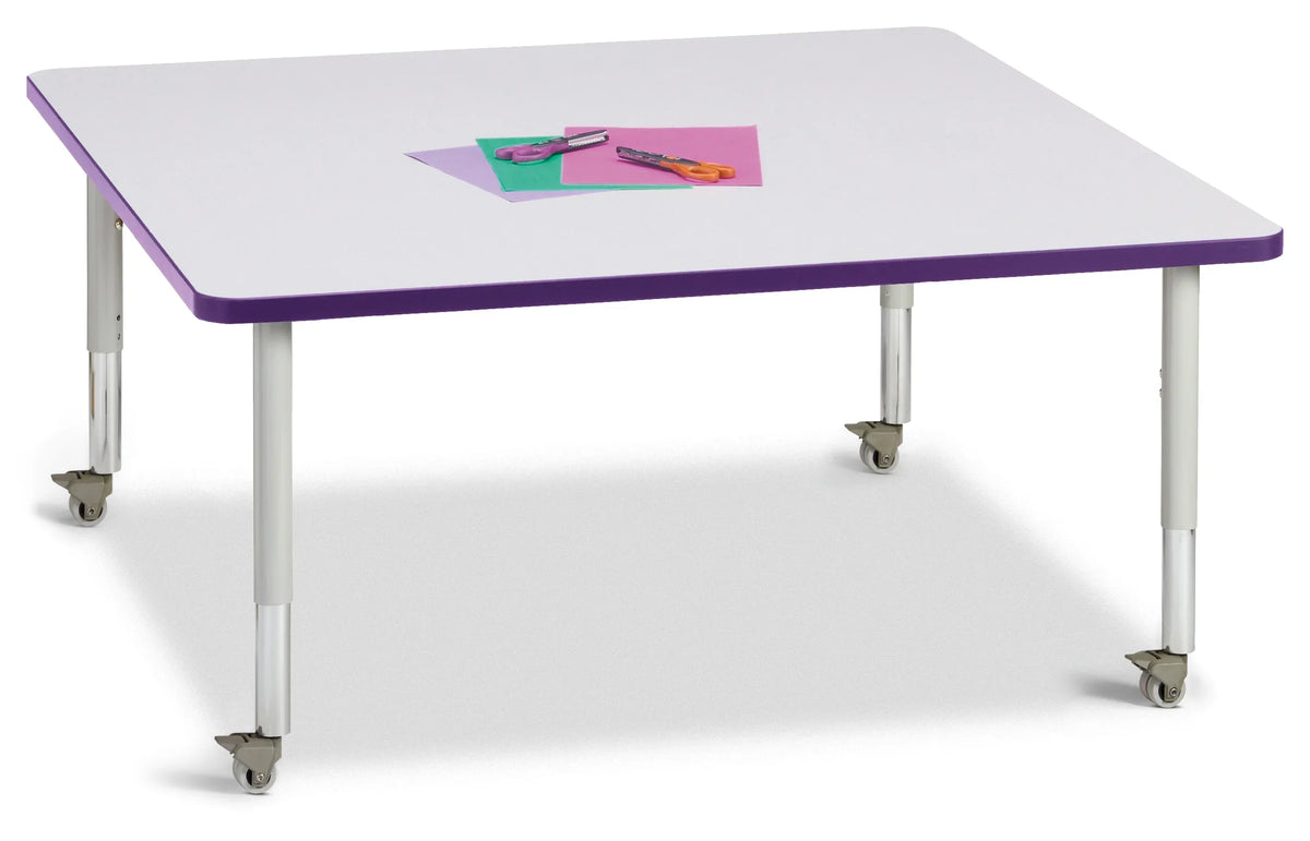 Berries® Square Activity Table - 48" X 48", Mobile - Freckled Gray/Purple/Gray