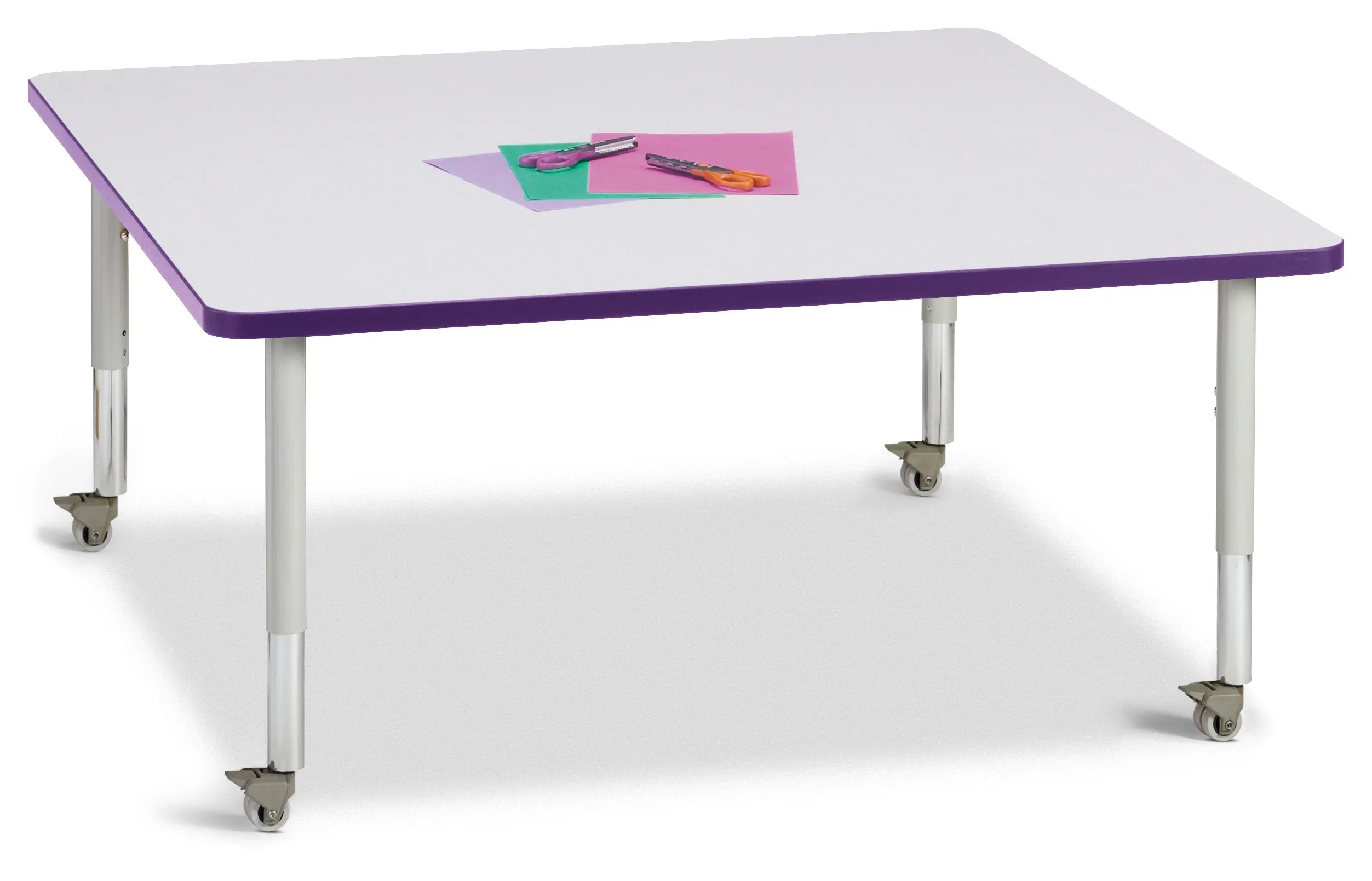 Berries® Square Activity Table - 48" X 48", Mobile - Freckled Gray/Purple/Gray