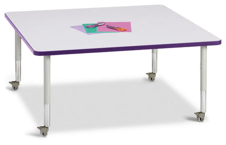 Berries® Square Activity Table - 48" X 48", Mobile - Freckled Gray/Purple/Gray