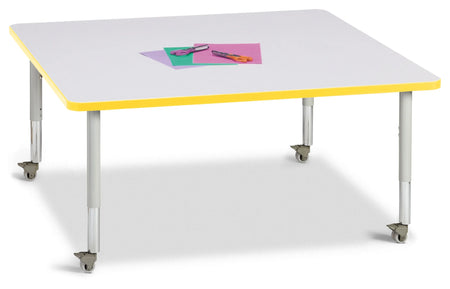 Berries® Square Activity Table - 48" X 48", Mobile - Freckled Gray/Yellow/Gray