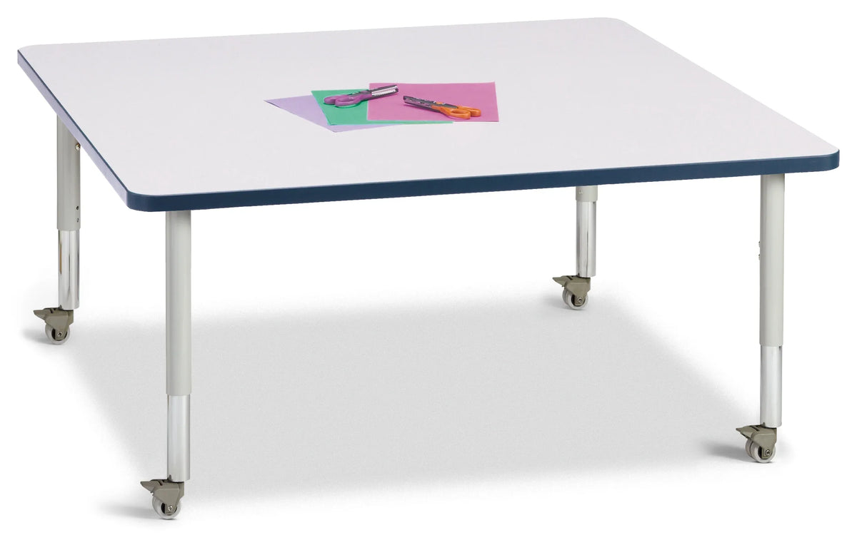 Berries® Square Activity Table - 48" X 48", Mobile - Freckled Gray/Navy/Gray
