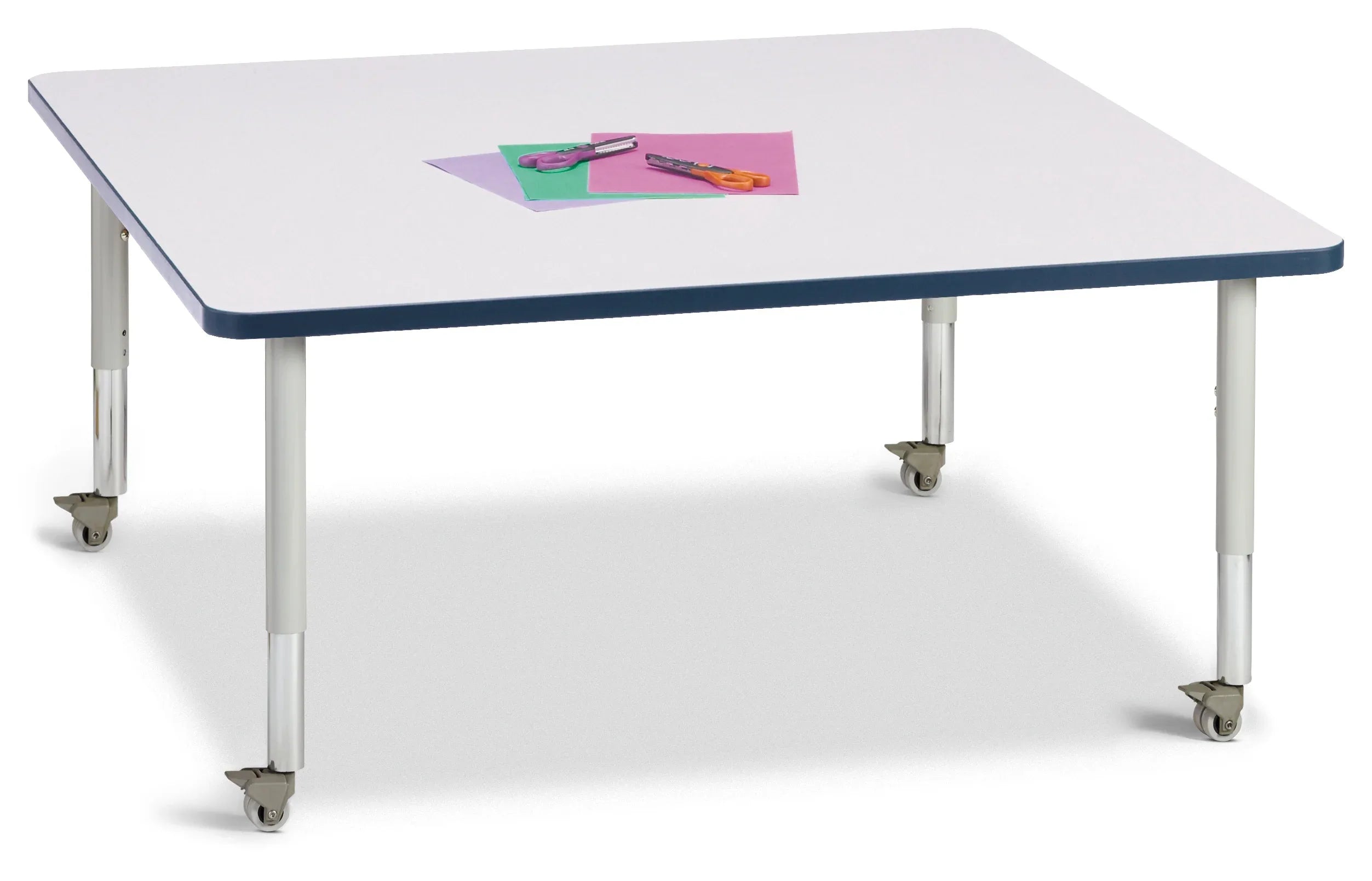 Berries® Square Activity Table - 48" X 48", Mobile - Freckled Gray/Navy/Gray