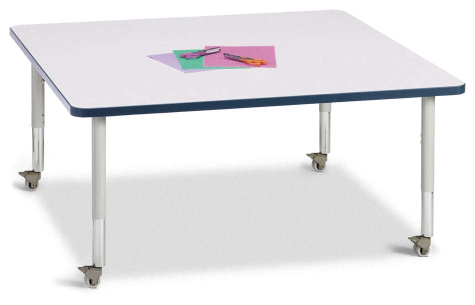 Berries® Square Activity Table - 48" X 48", Mobile - Freckled Gray/Navy/Gray