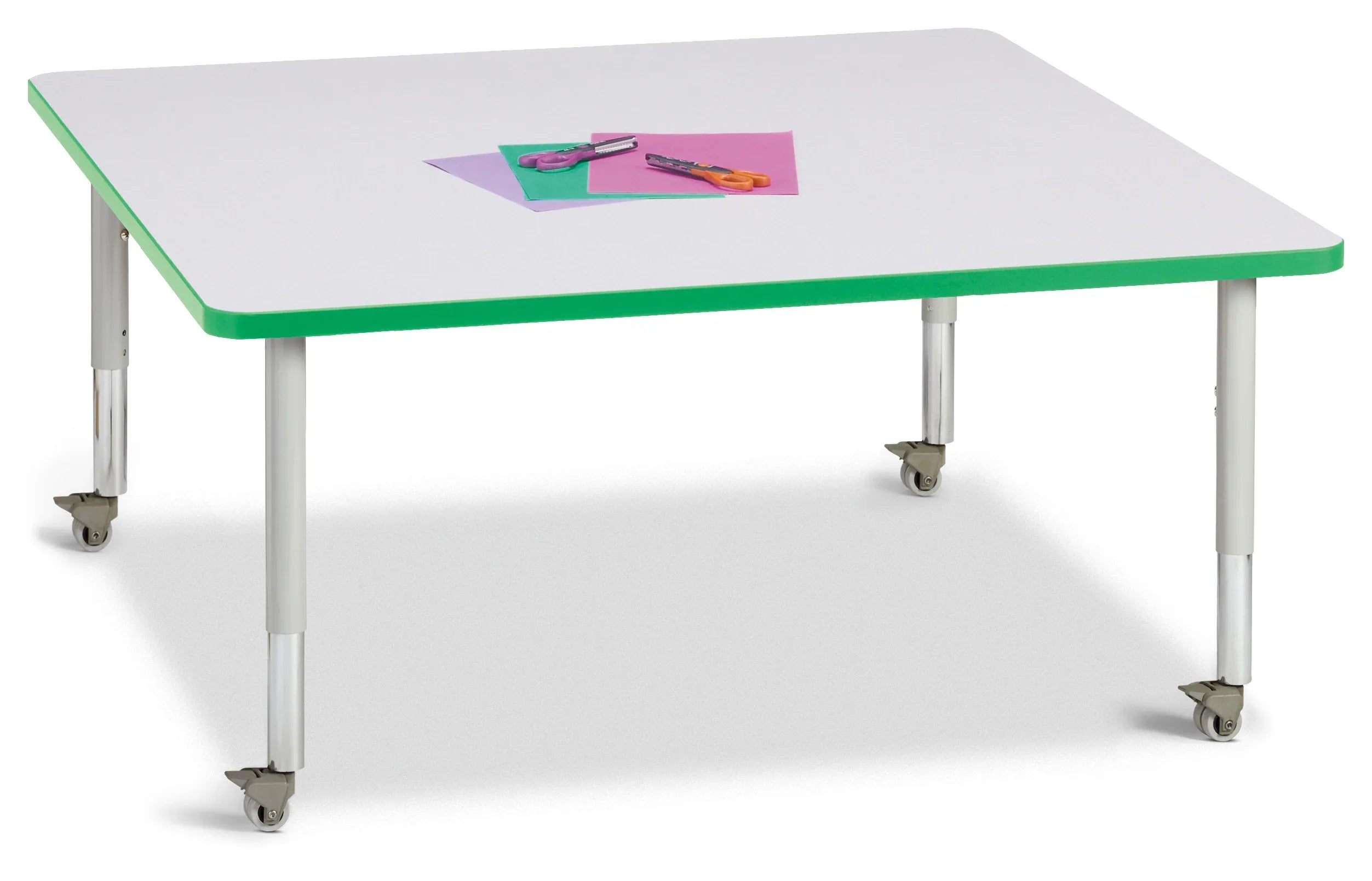 Berries® Square Activity Table - 48" X 48", Mobile - Freckled Gray/Green/Gray