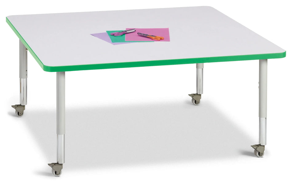 Berries® Square Activity Table - 48" X 48", Mobile - Freckled Gray/Green/Gray