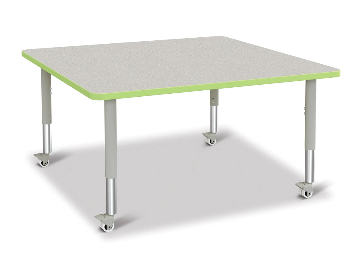 Berries® Square Activity Table - 48" X 48", Mobile - Freckled Gray/Key Lime/Gray