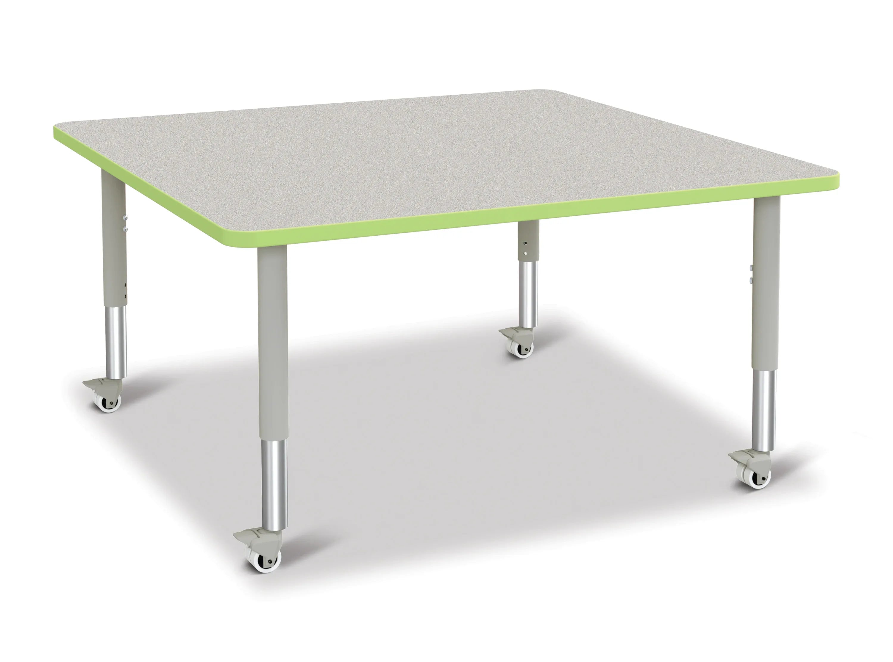 Berries® Square Activity Table - 48" X 48", Mobile - Freckled Gray/Key Lime/Gray