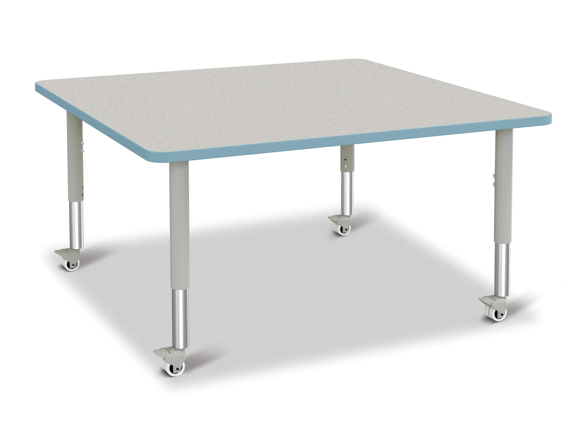 Berries® Square Activity Table - 48" X 48", Mobile - Freckled Gray/Coastal Blue/Gray