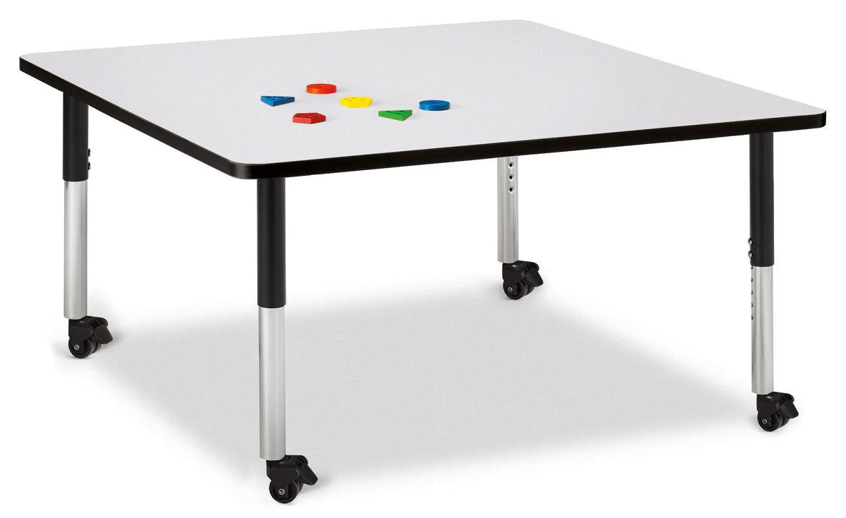 Berries® Square Activity Table - 48" X 48", Mobile - Freckled Gray/Black/Black