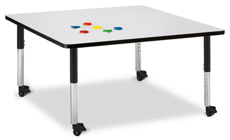 Berries® Square Activity Table - 48" X 48", Mobile - Freckled Gray/Black/Black