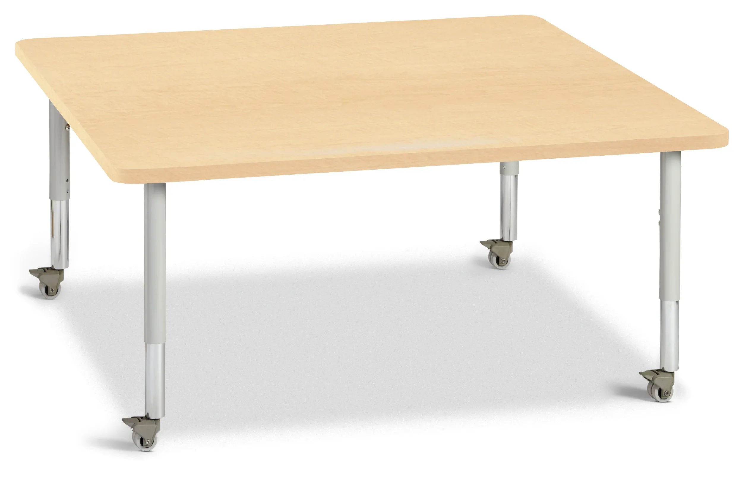 Berries® Square Activity Table - 48" X 48", Mobile - Maple/Maple/Gray