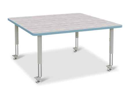 Berries® Square Activity Table - 48" X 48", Mobile - Driftwood Gray/Coastal Blue/Gray