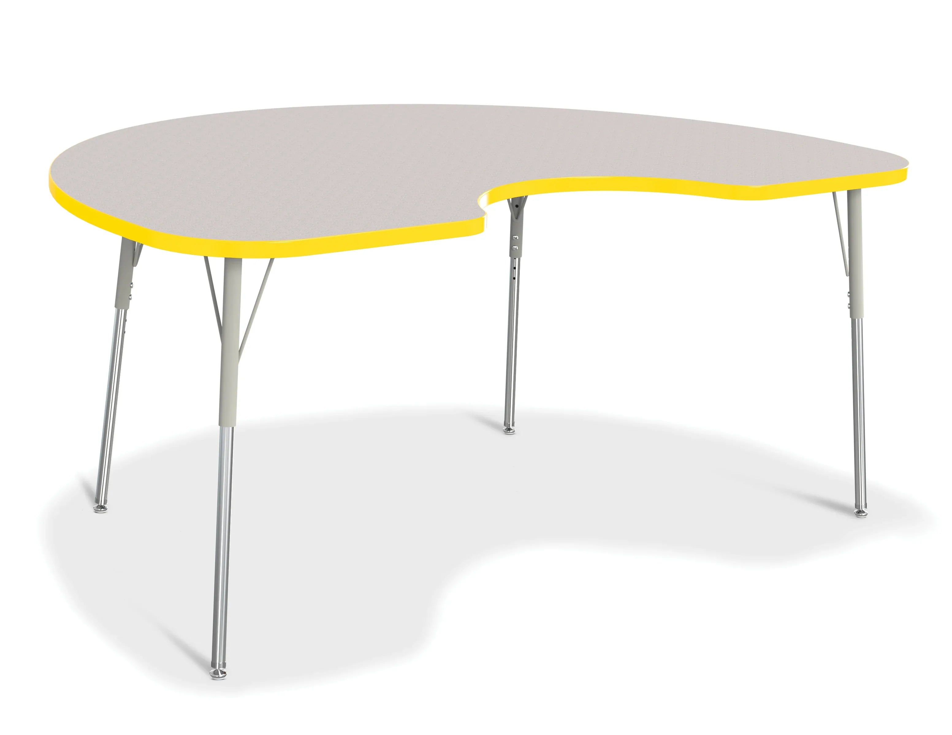 Berries® Kidney Activity Table - 48" X 72", A-height - Freckled Gray/Yellow/Gray