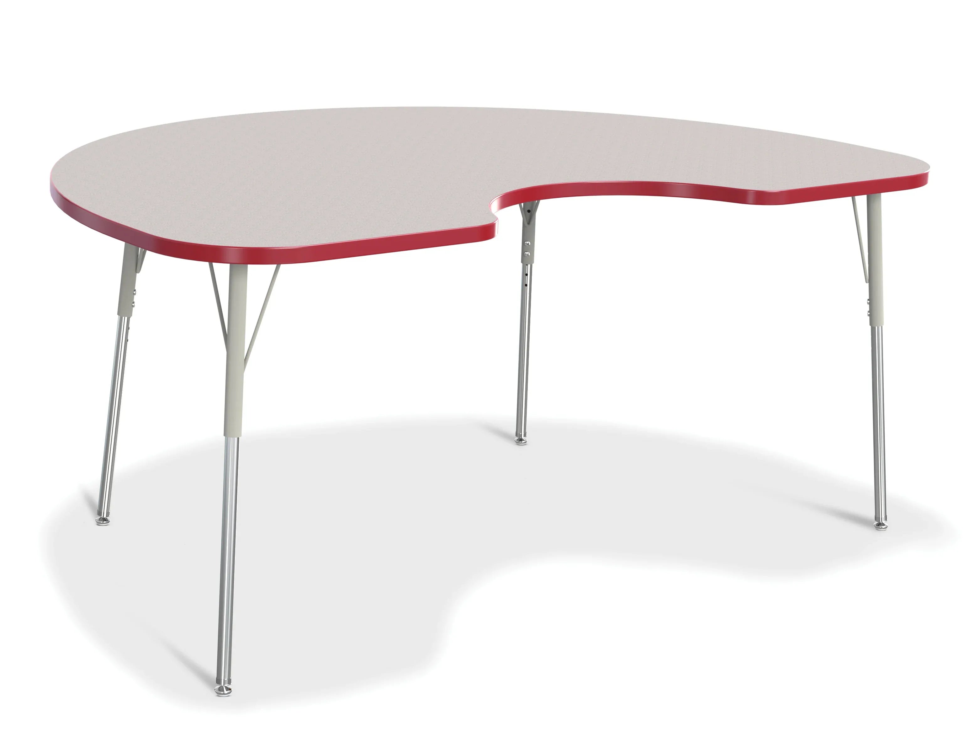 Berries® Kidney Activity Table - 48" X 72", A-height - Freckled Gray/Red/Gray