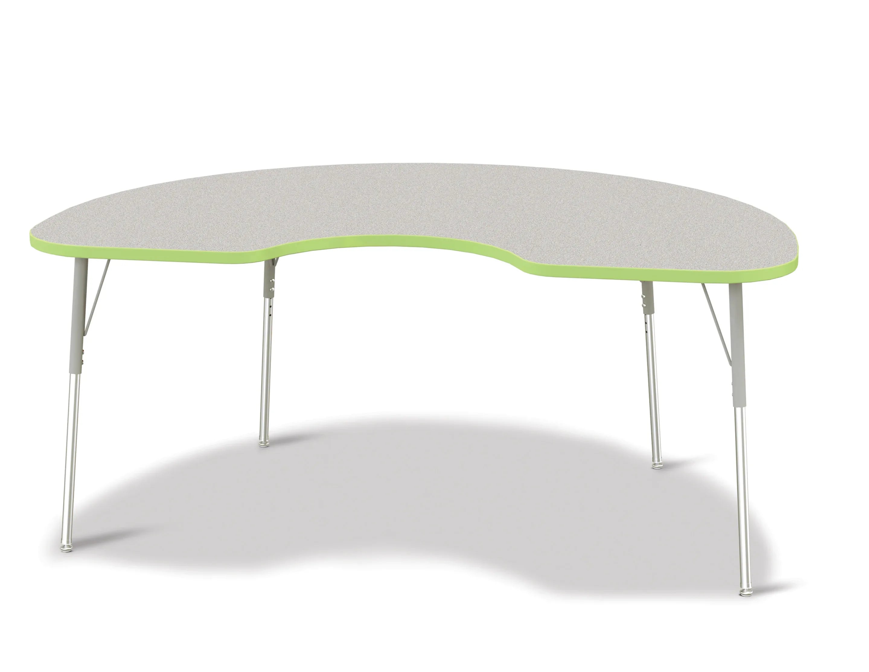 Berries® Kidney Activity Table - 48" X 72", A-height - Freckled Gray/Key Lime/Gray