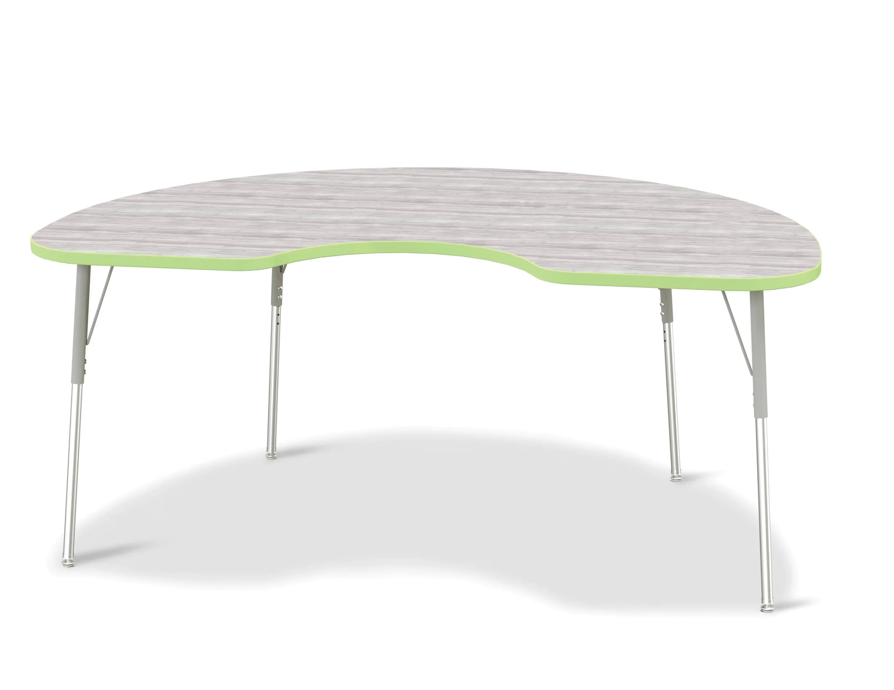 Berries® Kidney Activity Table - 48" X 72", A-height - Driftwood Gray/Key Lime/Gray