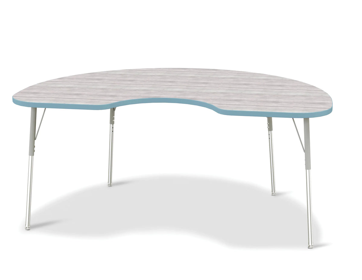 Berries® Kidney Activity Table - 48" X 72", A-height - Driftwood Gray/Coastal Blue/Gray