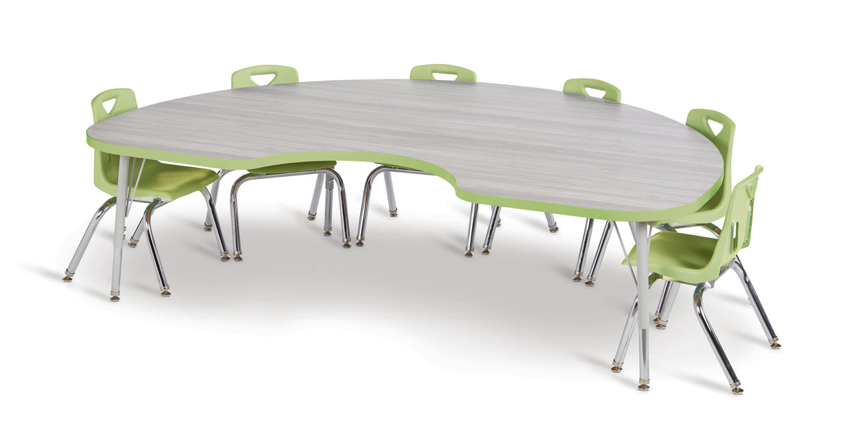 Berries® Kidney Activity Table - 48" X 72", A-height - Driftwood Gray/Key Lime/Gray