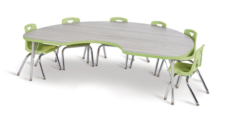 Berries® Kidney Activity Table - 48" X 72", A-height - Driftwood Gray/Key Lime/Gray
