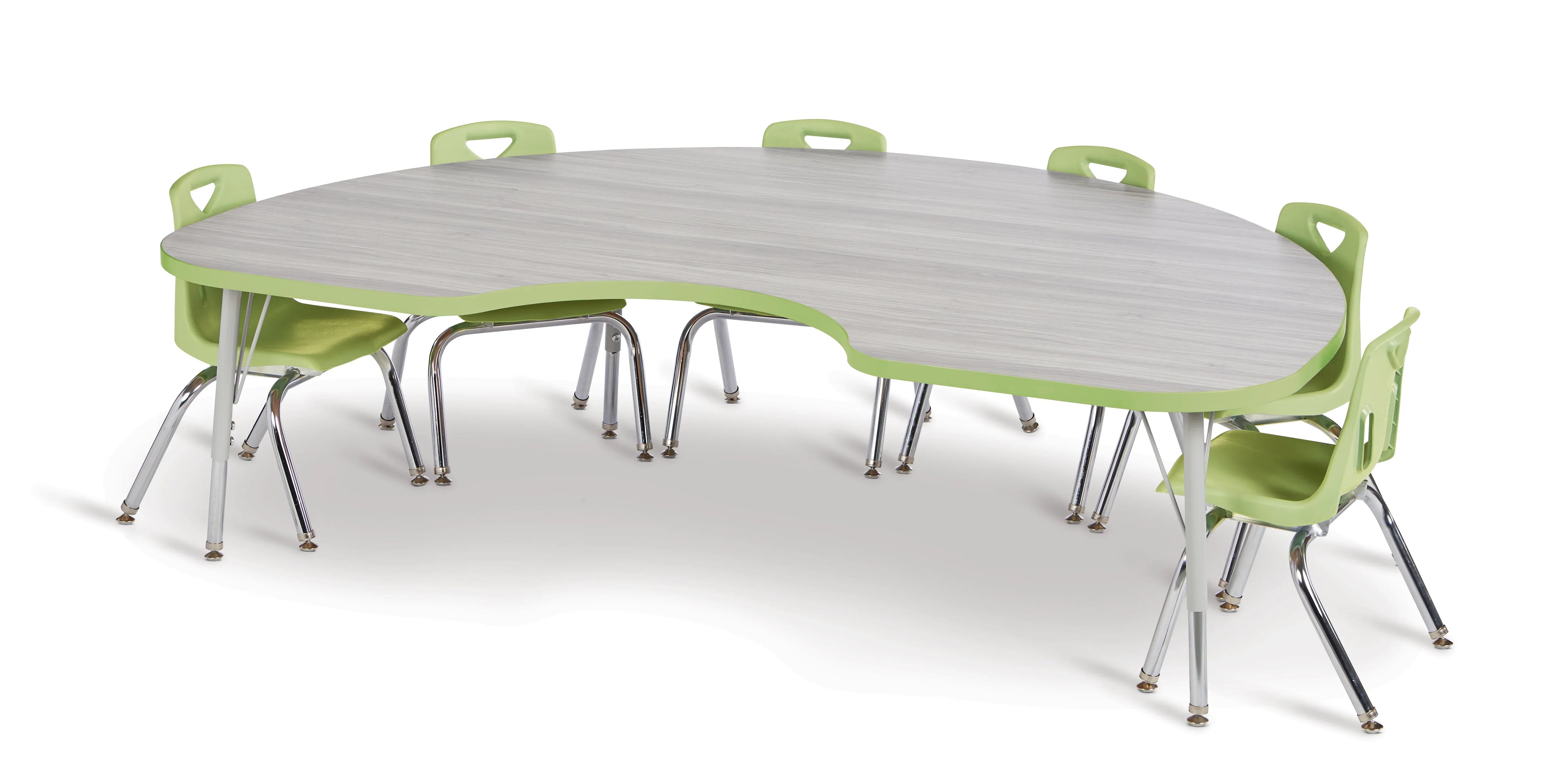Berries® Kidney Activity Table - 48" X 72", E-height - Driftwood Gray/Key Lime/Gray