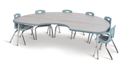 Berries® Kidney Activity Table - 48" X 72", Mobile - Driftwood Gray/Coastal Blue/Gray