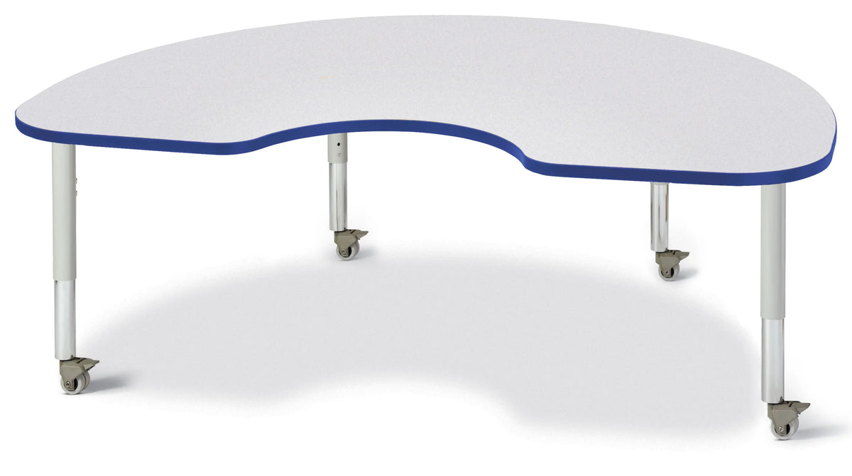 Berries® Kidney Activity Table - 48" X 72", Mobile - Freckled Gray/Blue/Gray