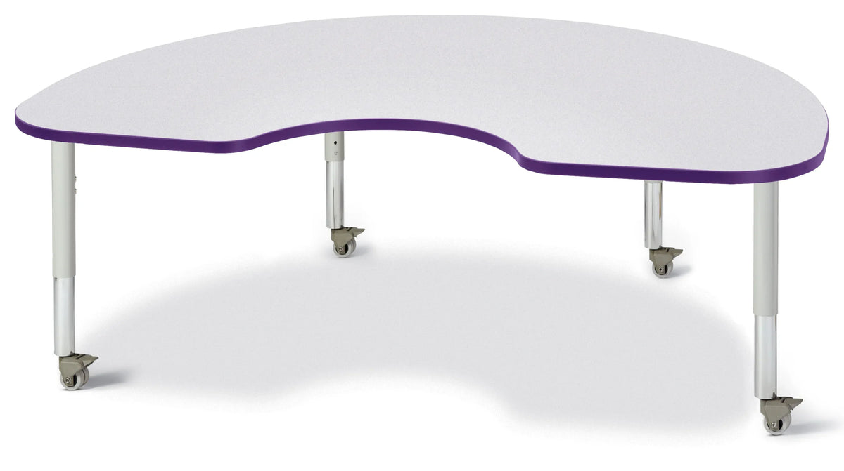 Berries® Kidney Activity Table - 48" X 72", Mobile - Freckled Gray/Purple/Gray
