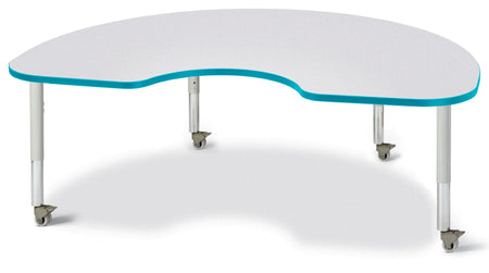 Berries® Kidney Activity Table - 48" X 72", Mobile - Freckled Gray/Teal/Gray