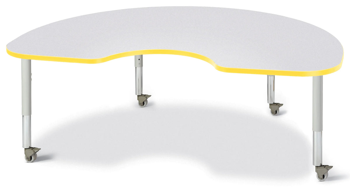 Berries® Kidney Activity Table - 48" X 72", Mobile - Freckled Gray/Yellow/Gray