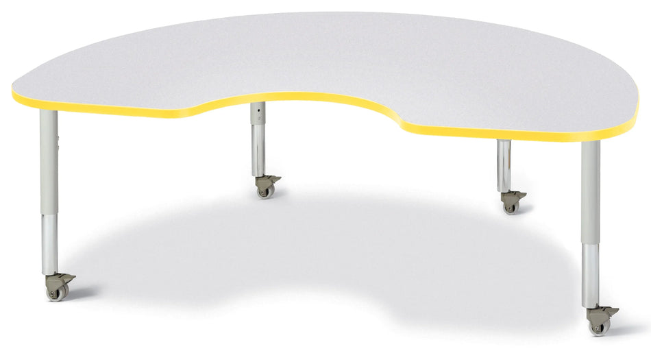 Berries® Kidney Activity Table - 48" X 72", Mobile - Freckled Gray/Yellow/Gray