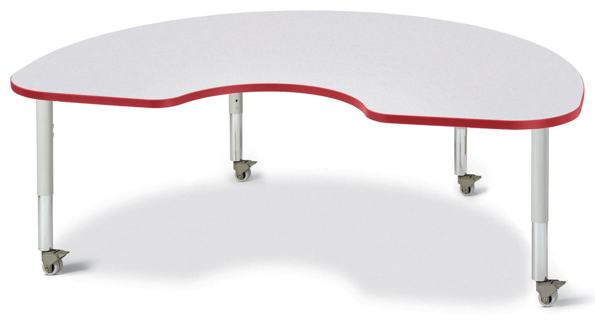 Berries® Kidney Activity Table - 48" X 72", Mobile - Freckled Gray/Red/Gray