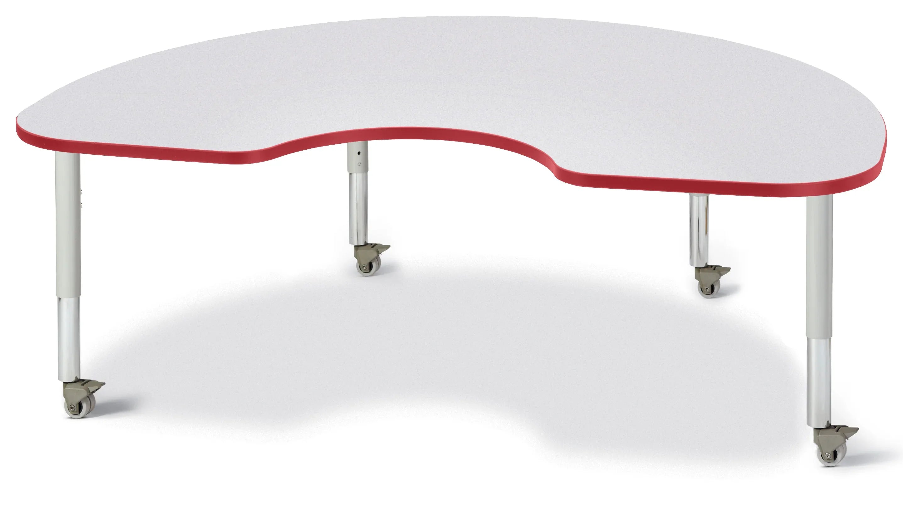 Berries® Kidney Activity Table - 48" X 72", Mobile - Freckled Gray/Red/Gray