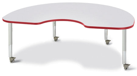 Berries® Kidney Activity Table - 48" X 72", Mobile - Freckled Gray/Red/Gray