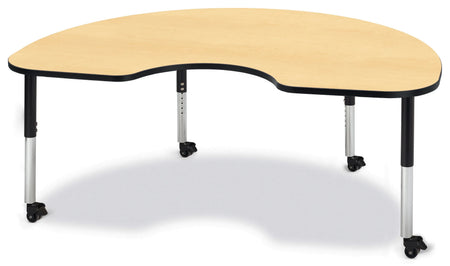 Berries® Kidney Activity Table - 48" X 72", Mobile - Maple/Black/Black