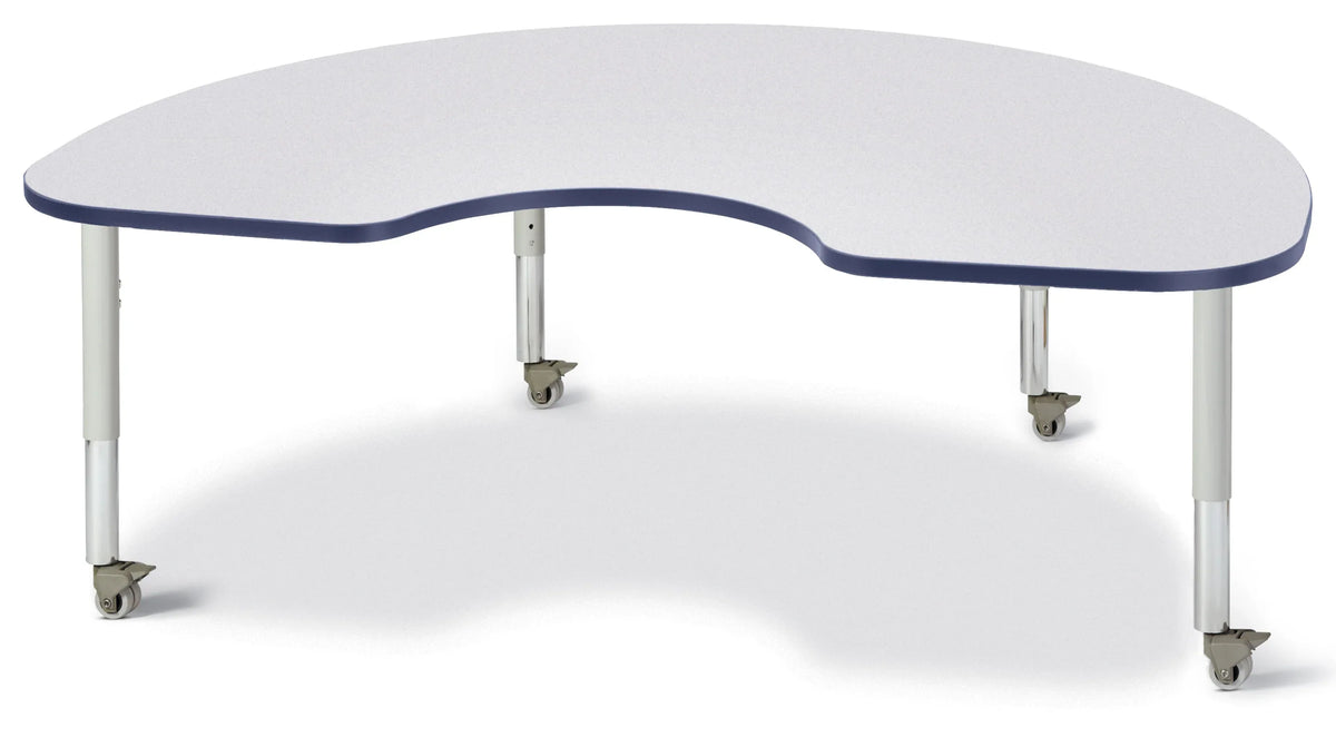 Berries® Kidney Activity Table - 48" X 72", Mobile - Freckled Gray/Navy/Gray