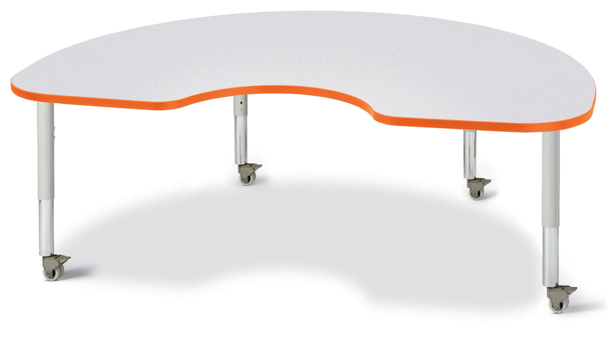Berries® Kidney Activity Table - 48" X 72", Mobile - Freckled Gray/Orange/Gray