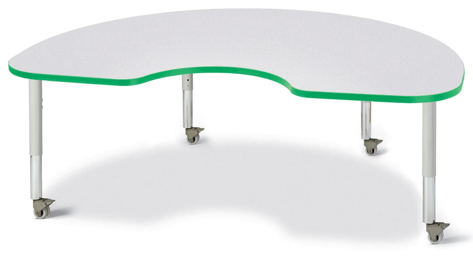 Berries® Kidney Activity Table - 48" X 72", Mobile - Freckled Gray/Green/Gray
