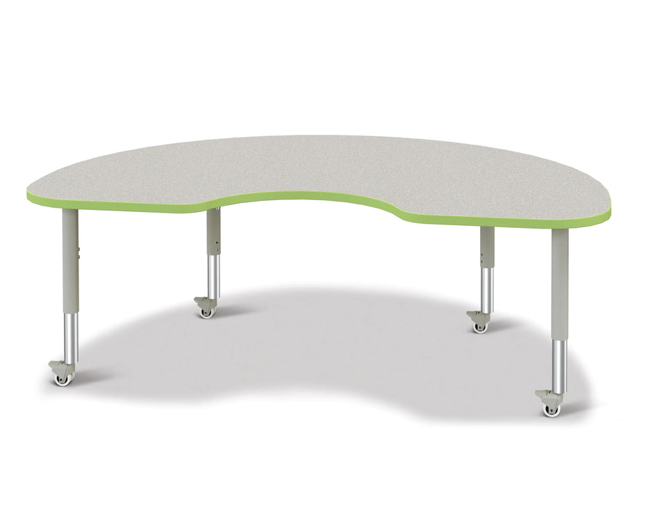 Berries® Kidney Activity Table - 48" X 72", Mobile - Freckled Gray/Key Lime/Gray
