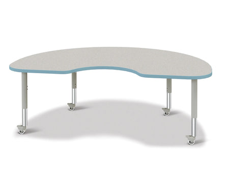 Berries® Kidney Activity Table - 48" X 72", Mobile - Freckled Gray/Coastal Blue/Gray