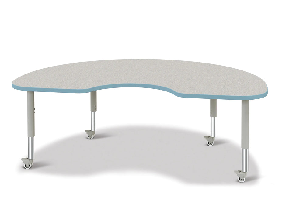Berries® Kidney Activity Table - 48" X 72", Mobile - Freckled Gray/Coastal Blue/Gray