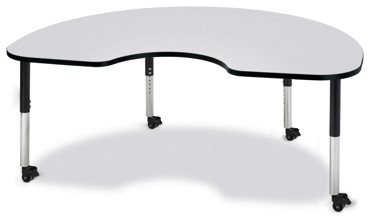 Berries® Kidney Activity Table - 48" X 72", Mobile - Freckled Gray/Black/Black